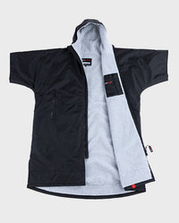 Black Grey dryrobe® Advance Short Sleeve laid out, showing the inner lining
