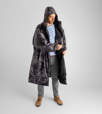 *MALE* wearing Black Camo dryrobe® Advance Long Sleeve unzipped