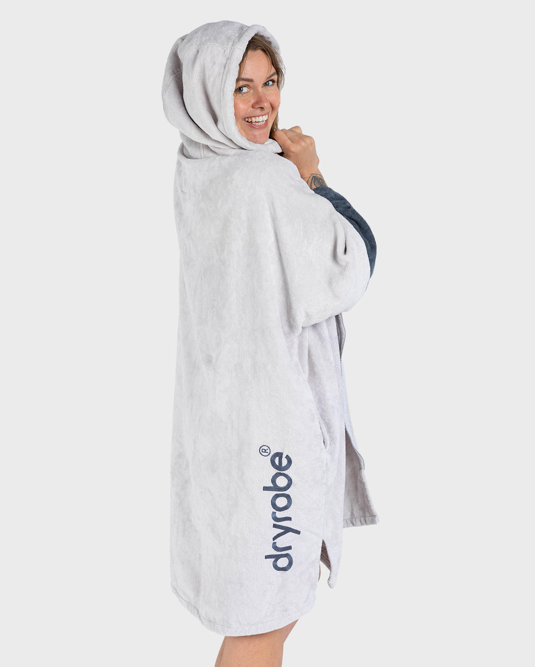 Grey Full-Zip Organic Towel Robe | Dryrobe®