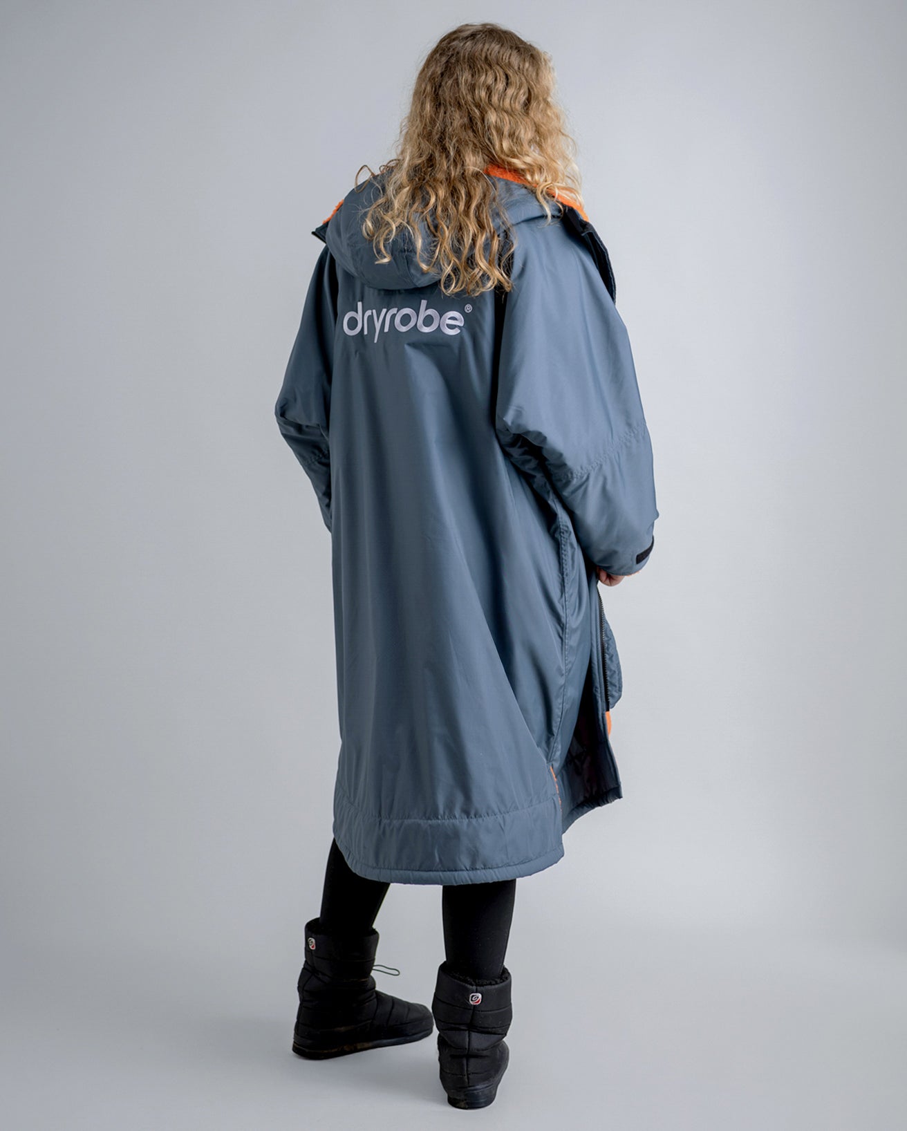 Dark Grey Orange Long Sleeve Adult Changing Robe | Dryrobe®