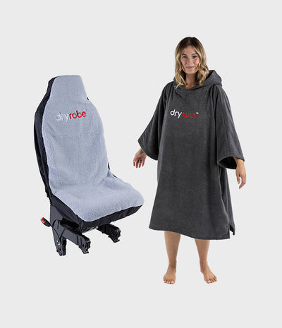 Grey Towel Poncho & Car Seat Cover Bundle