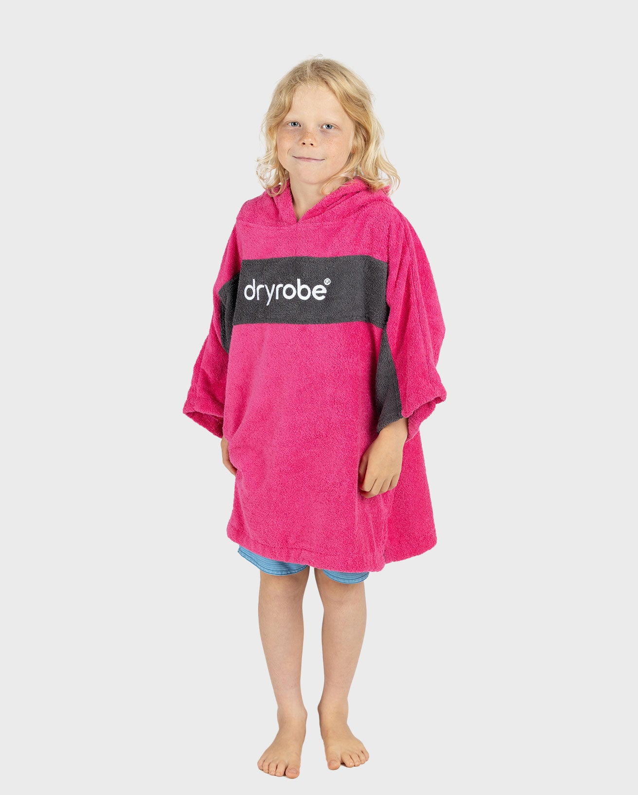 Changing Robe Pink Pink Slate Grey Kids Organic Towel Changing Robe - REWORK | Dryrobe®