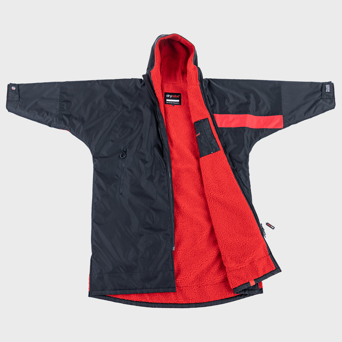 dryrobe® Advance Kids Long Sleeve Robe Black Red Red