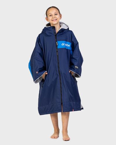 Kids navy cobalt Dryrobe® remix in studio