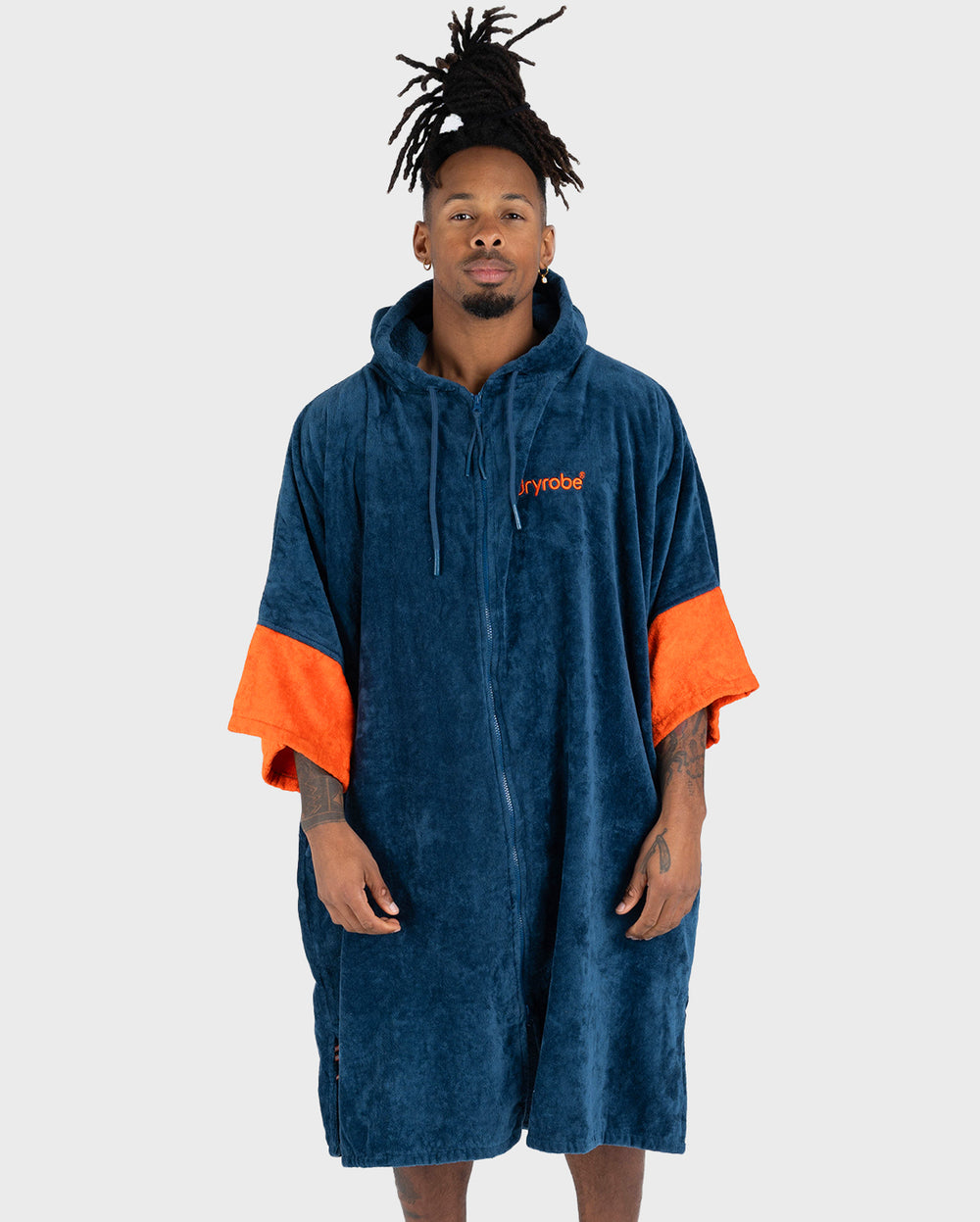Deep Sea Blue Full-Zip Organic Towel Robe | Dryrobe®