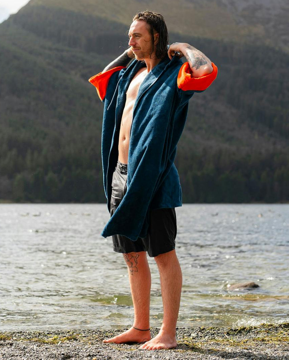 Deep Sea Blue Full-Zip Organic Towel Robe | Dryrobe®