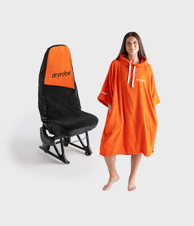 Orange Towel Poncho & Car Seat Cover Bundle