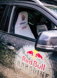 Car with Red Bull and Dryrobe branding 