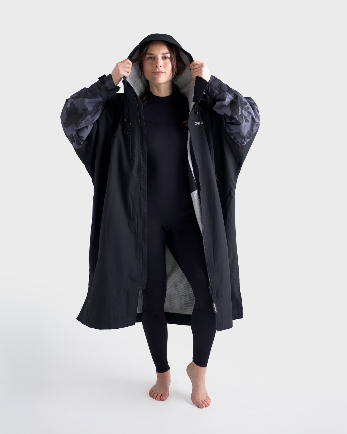 Dryrobe® Tech-Lite - Black Camo Long Sleeve Changing Robe