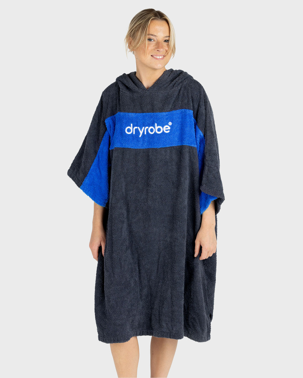 Royle Robe Navy Royal Blue Organic Towel Changing Robe - REWORK | Dryrobe®