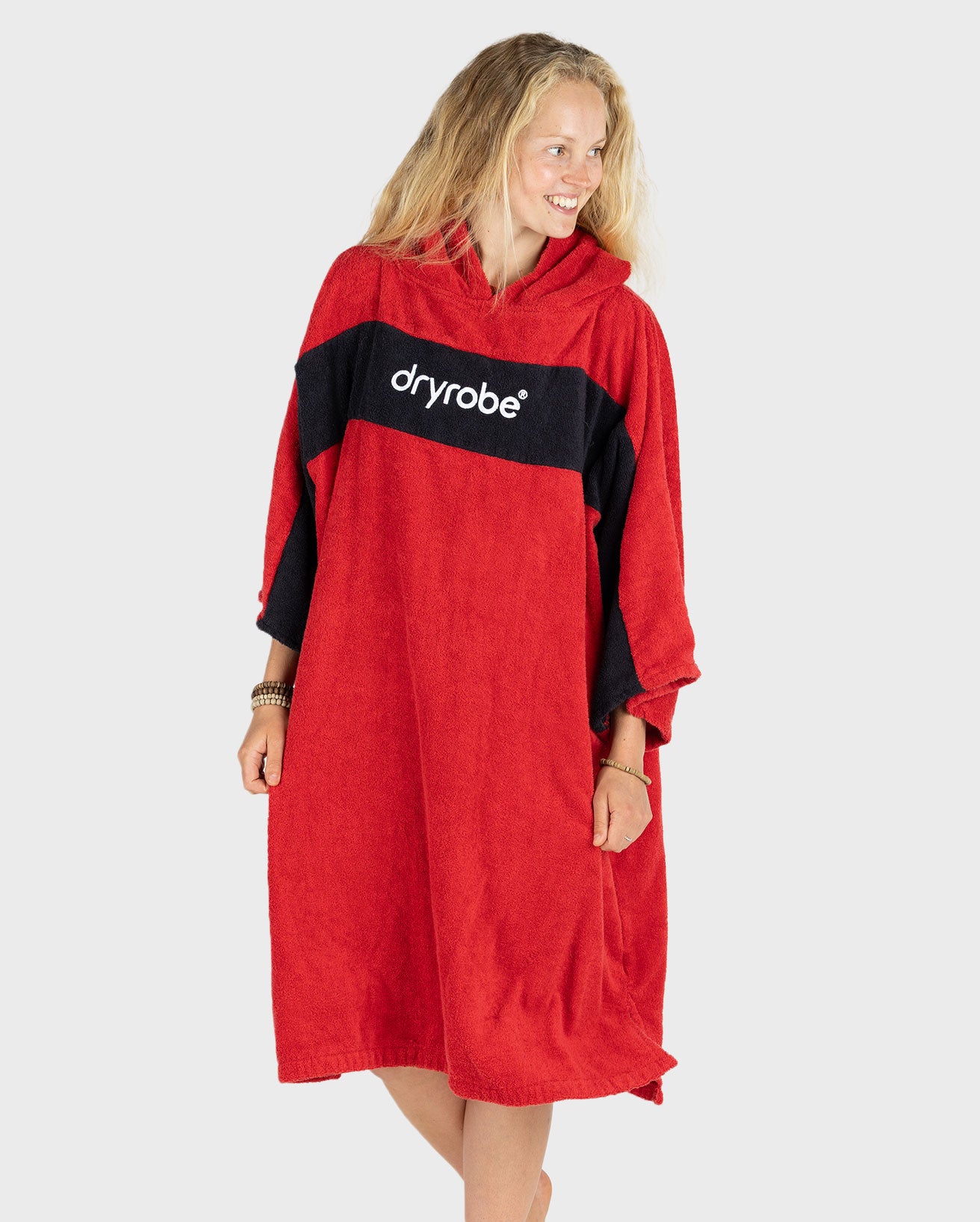 Red Black Organic Towel Changing Robe - REMIX | Dryrobe®