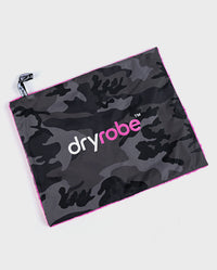 Outer shell side of Black Camo Pink dryrobe® Cushion Cover