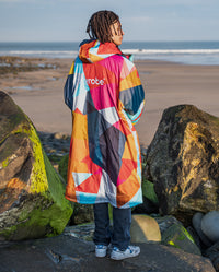 **MALE** Male stood on the beach with back to the camera, wearing dryrobe Advance Abstract 