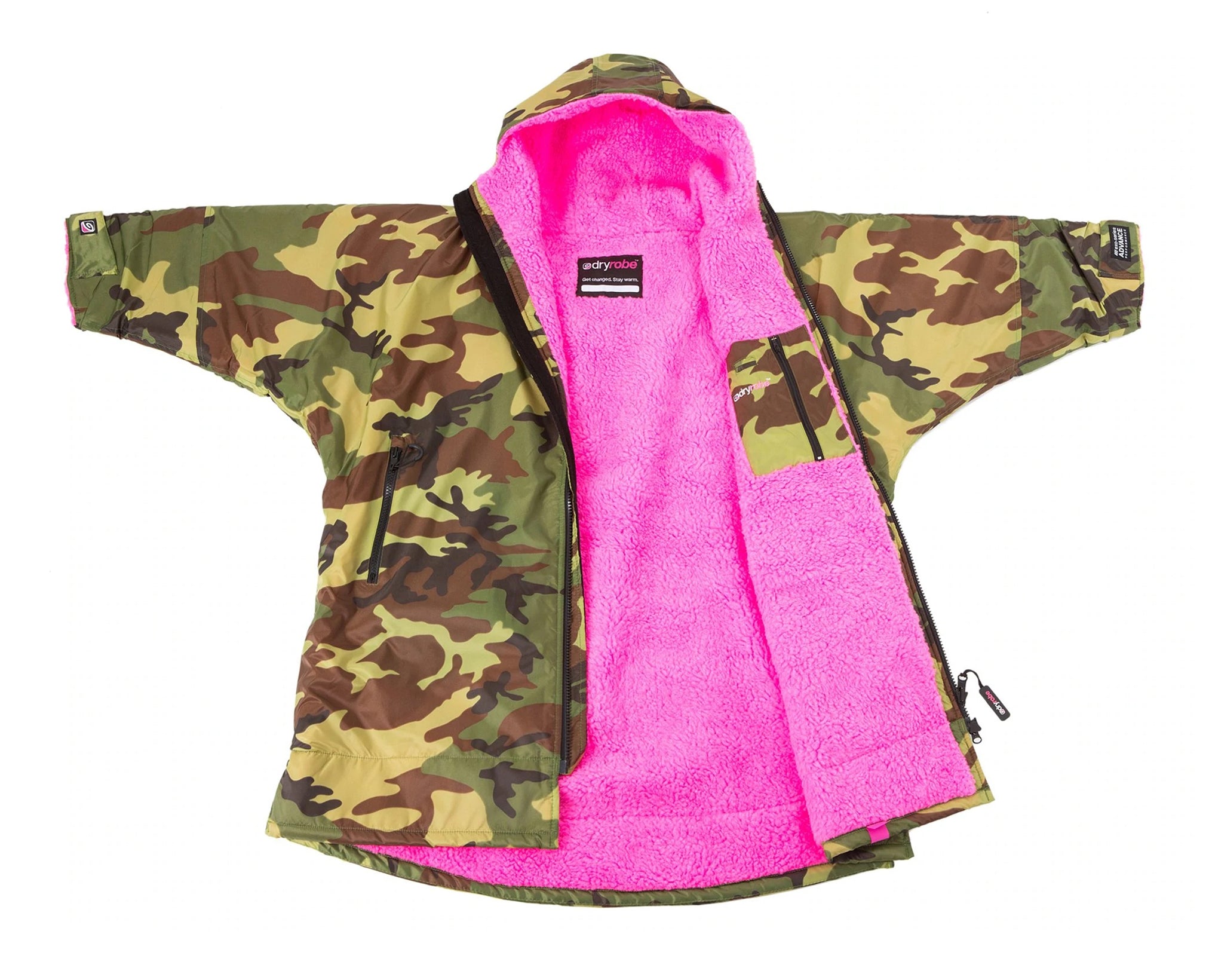 Camo Pink Long Sleeve Kids Advance Changing Robe | Dryrobe® – dryrobe