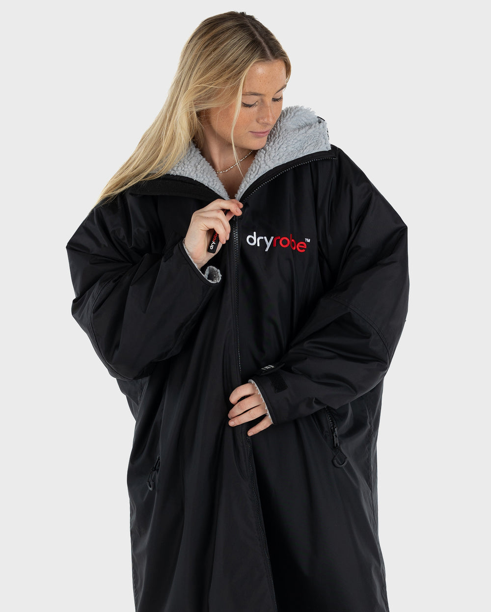 Aldi Changing Robe dryrobe® Advance Long Sleeve Changing Robe - Black/Grey
