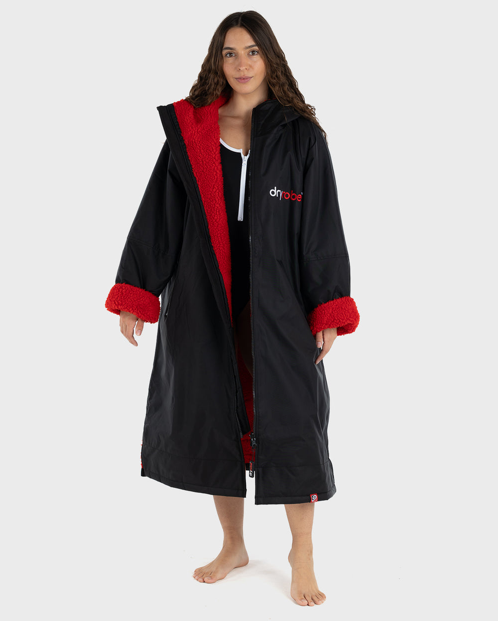 dryrobe® Advance Long Sleeve Changing Robe - Black/Red