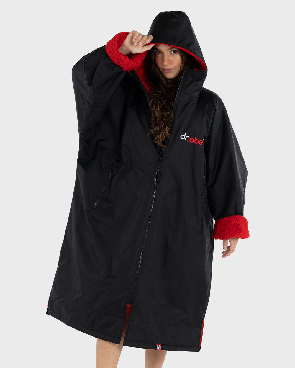 dryrobe® Advance Long Sleeve Changing Robe Black/Red