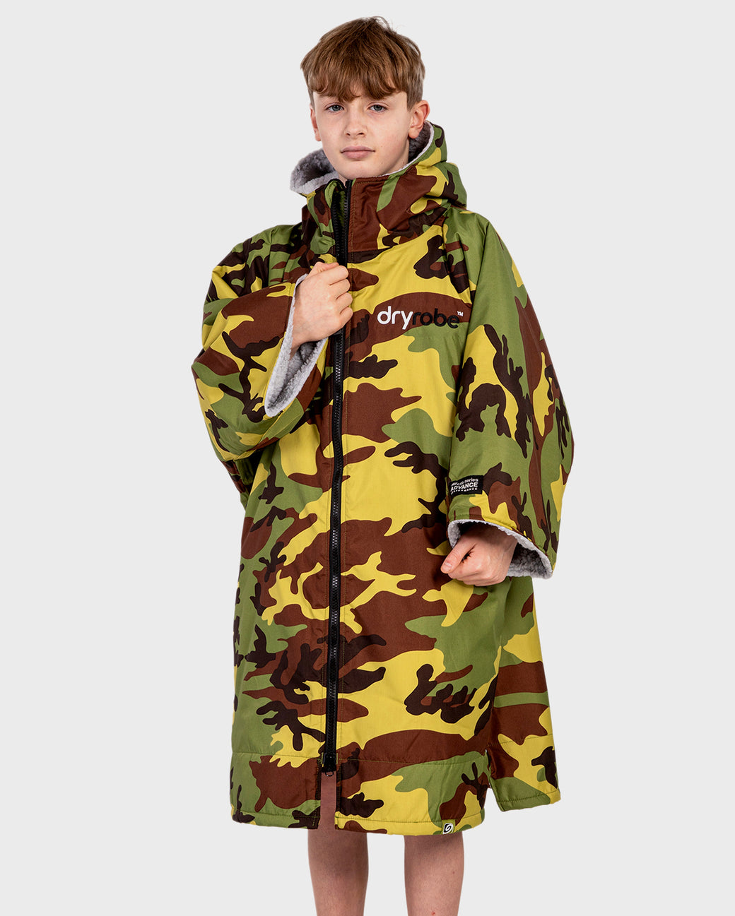 Camo Grey Easy-Fit Kids Advance Changing Robe | Dryrobe®