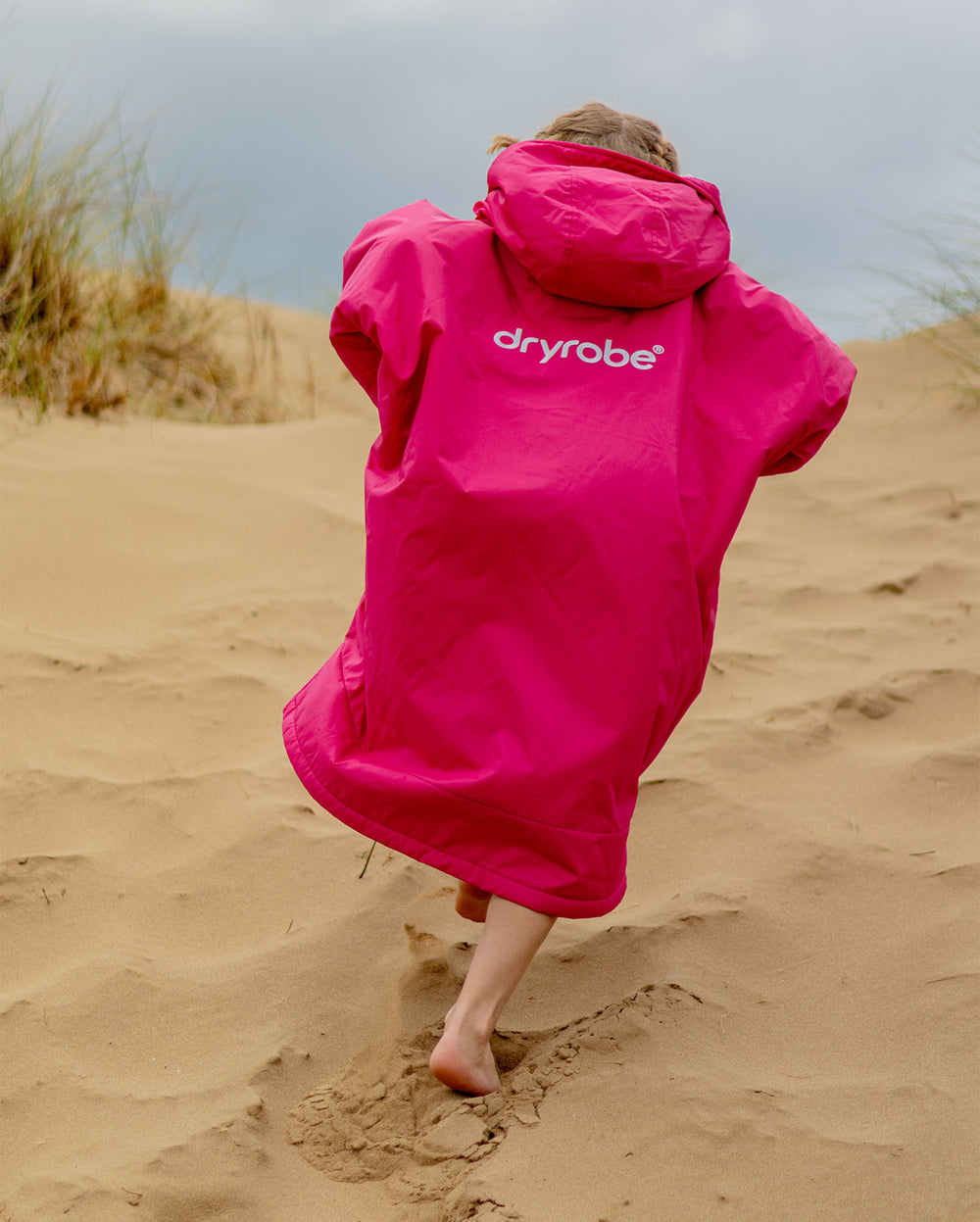 Deyr Robe dryrobe® Advance Kids Long Sleeve Robe - Pink/Light Grey