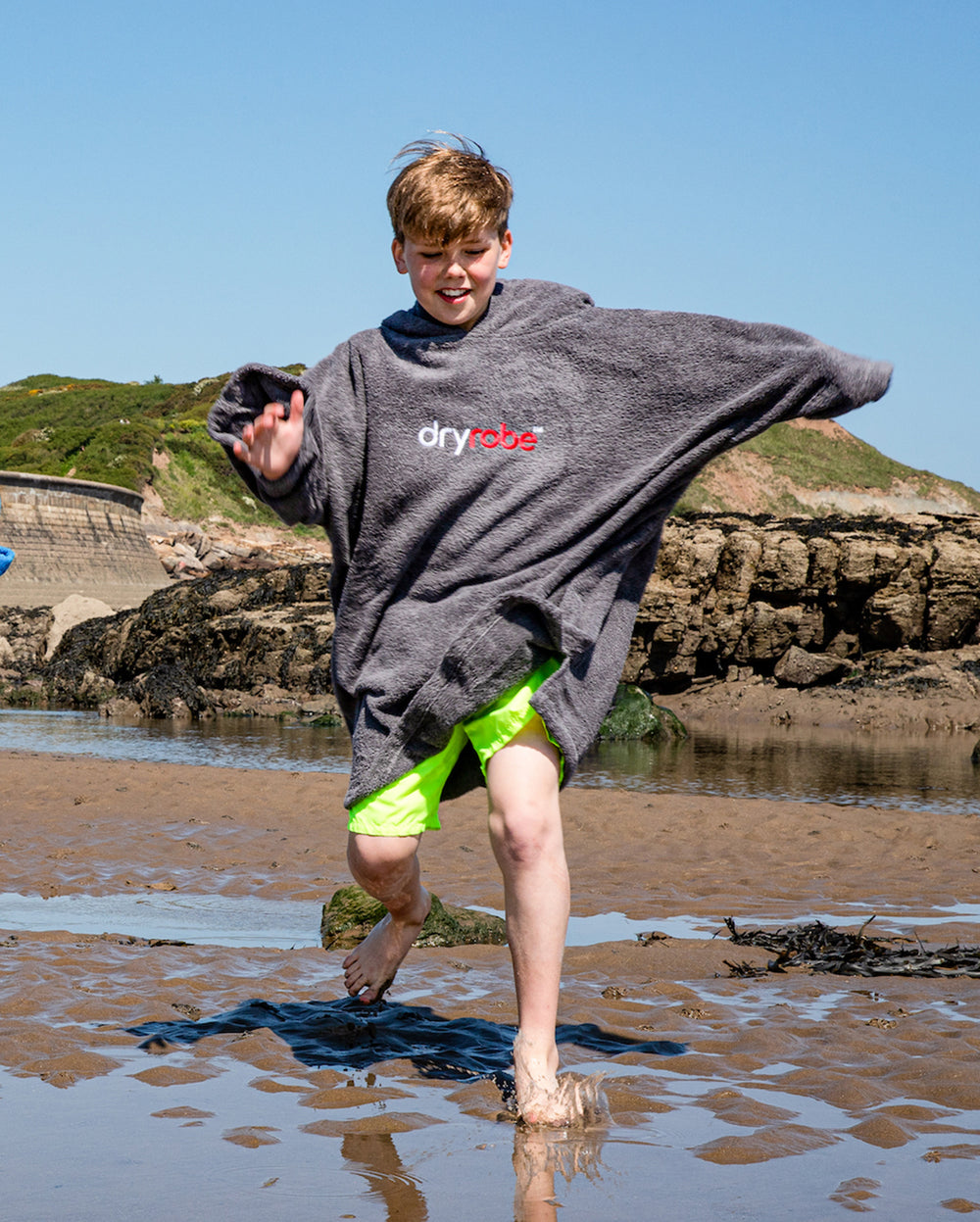 Grey Kids Robe Slate Grey Kids Organic Towel Changing Robe | Dryrobe®