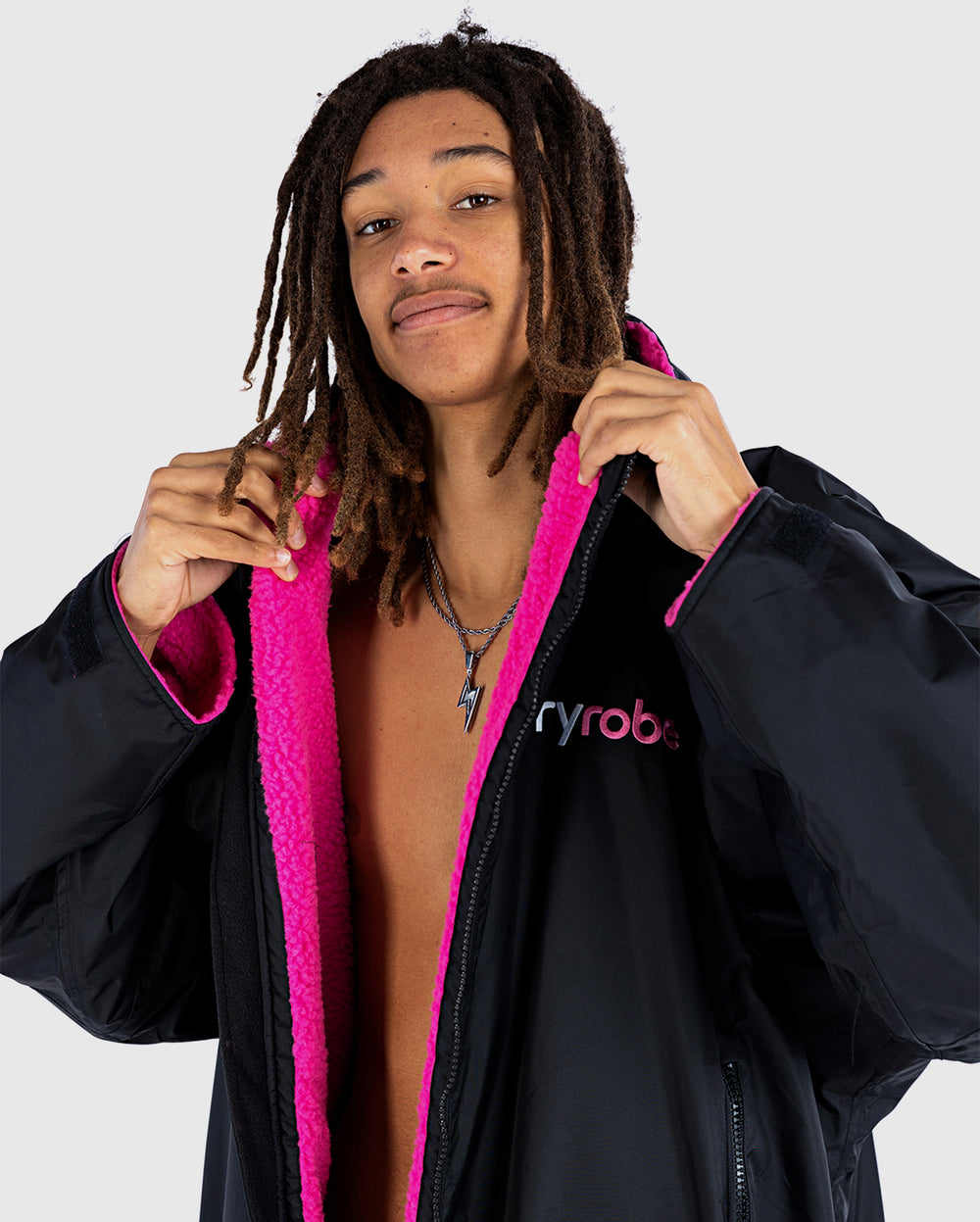 dryrobe® Advance Long Sleeve Changing Robe Black/Pink