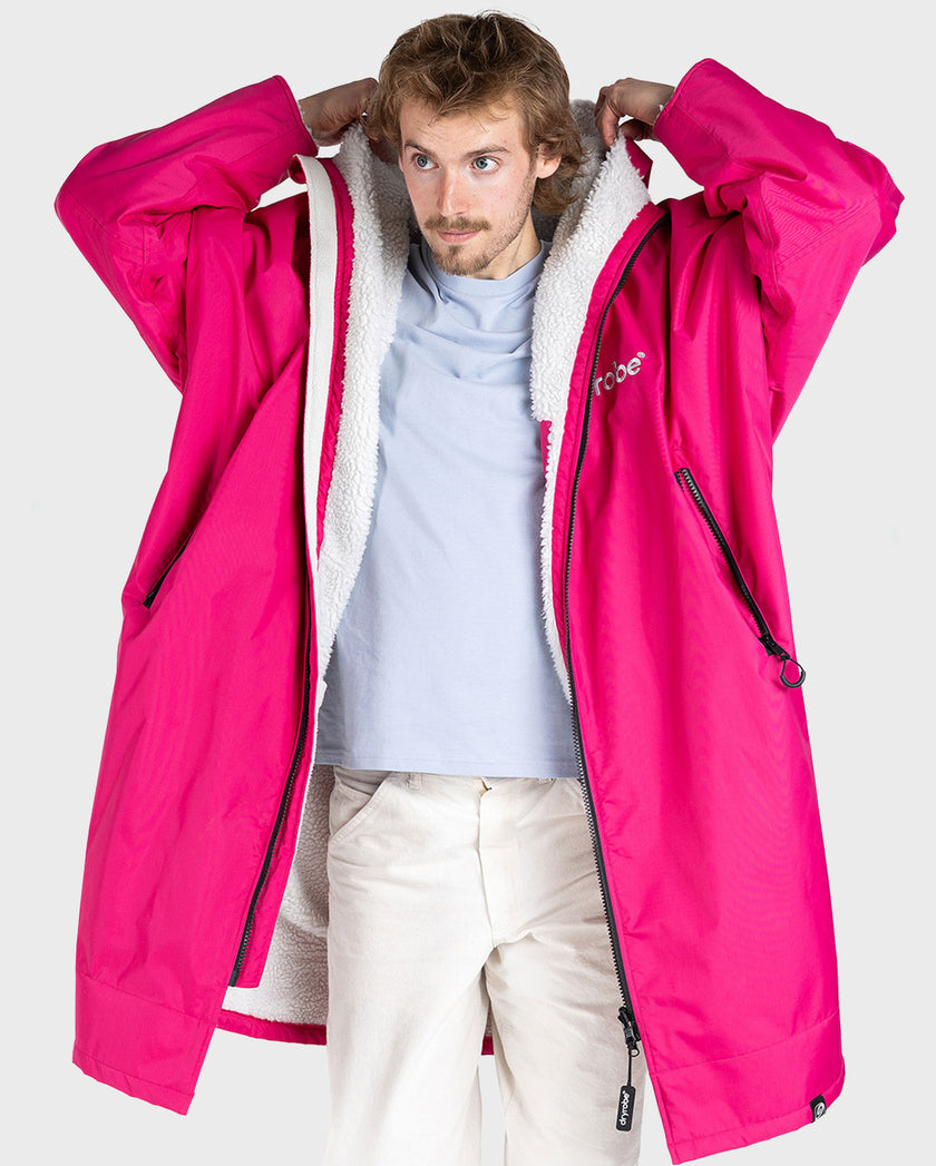 Changing Robe Pink dryrobe® Advance Long Sleeve Changing Robe - Pink | Light Grey