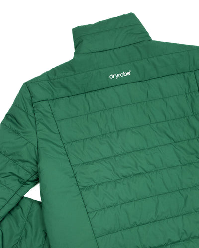 Close up of back of dryrobe Mid-Layer Jacket in Hunter Green 