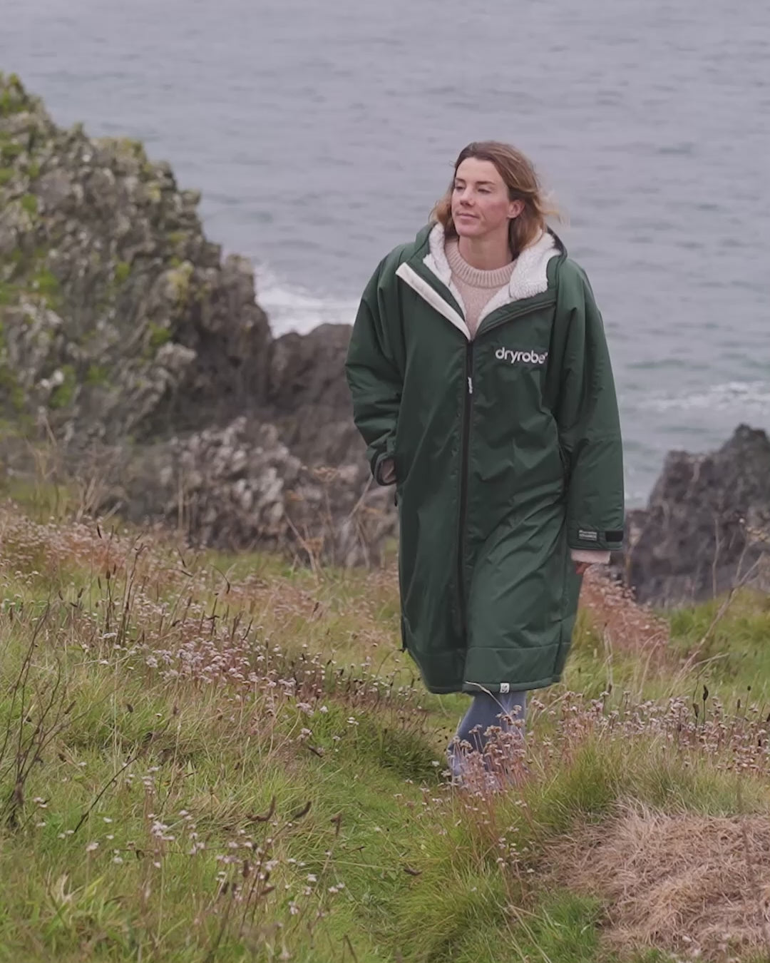 Dark Green Grey Long Sleeve Advance Changing Robe | Dryrobe®