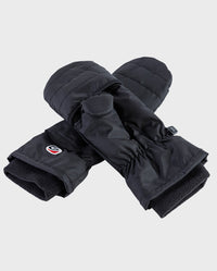 1|A pair of dryrobe® Eco Thermal Gloves, one of them shown with the thumb flap folded down